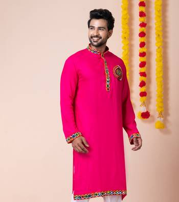 Pink heavy rayon navratri special traditional only kurta 4