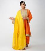 Orange  banarasi silk kurta set