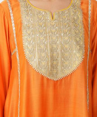Orange  banarasi silk kurta set 4