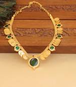 Kerala style gold plated temple palakka coin necklace