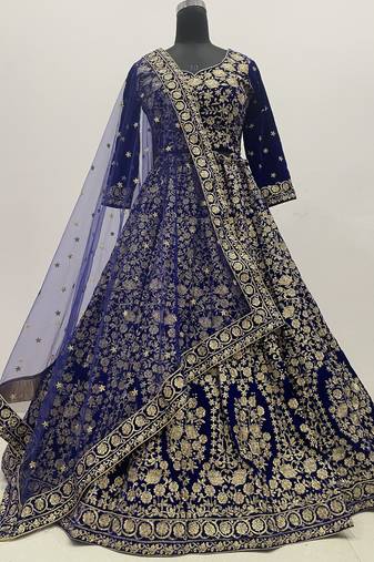 Bridal Wear Designer velvet fabric Lahenga Choli