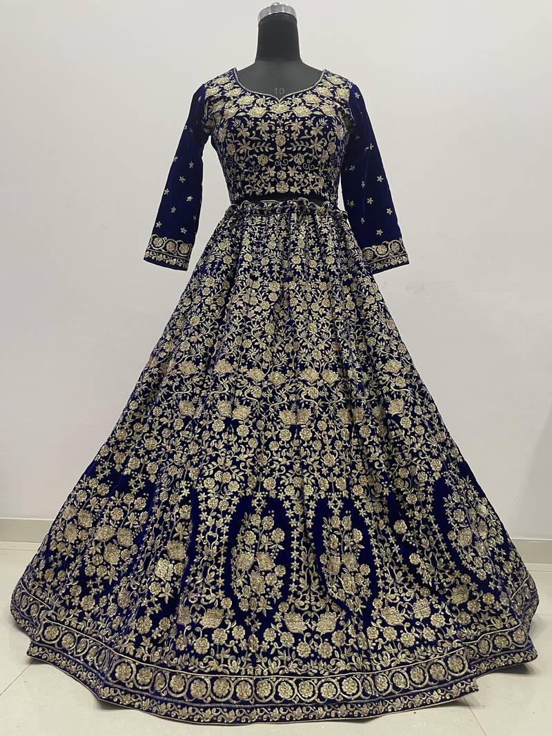 Bridal Wear Designer velvet fabric Lahenga Choli