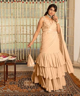 Kovet peach bud layered saree 1