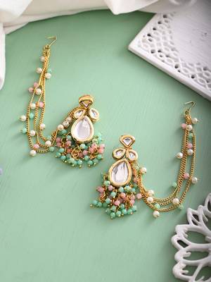 Gold  plated & multi beaded jumka earring 2