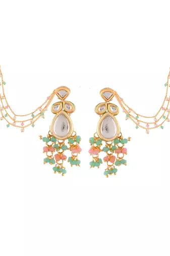Gold  plated & multi beaded jumka earring