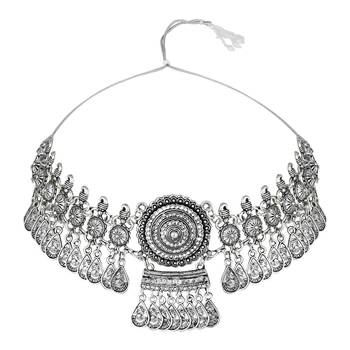 silver oxidised traditional afghani choker necklace jewellery set with earrings  3