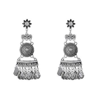 silver oxidised traditional afghani choker necklace jewellery set with earrings  4
