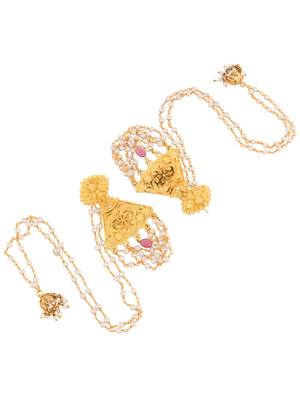 Gold -plated & white pearl jumka earring 2