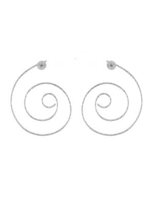 Silver-plated brass circle stud earrings for women 3