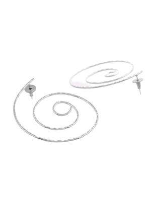 Silver-plated brass circle stud earrings for women 4