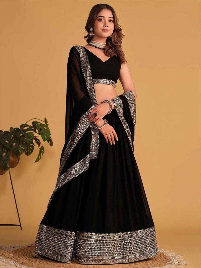 Black Bridesmaid Lehenga Choli for Women