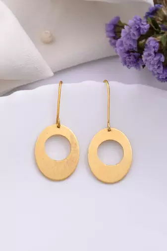 Gold-plated brass chandbali brass drop earrings