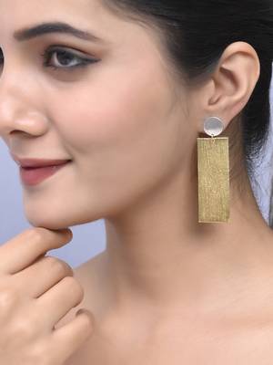 Gold & silver-plated brass long drop earring 1