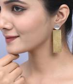 Gold & silver-plated brass long drop earring