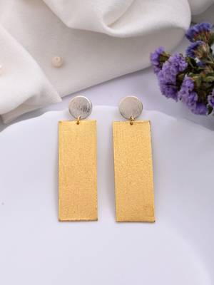 Gold & silver-plated brass long drop earring 2