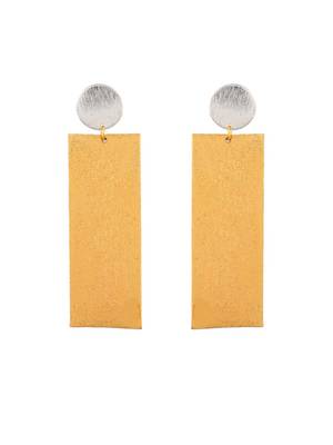 Gold & silver-plated brass long drop earring 3