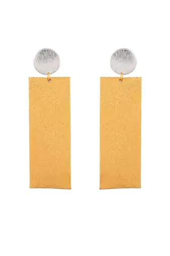 Gold & silver-plated brass long drop earring