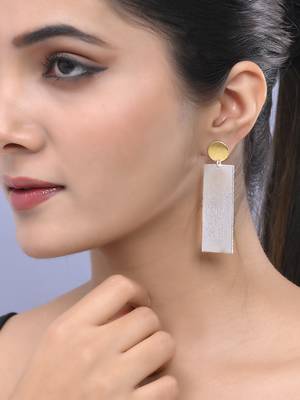 Silver & gold-plated brass long drop earrings 1