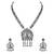I jewels silver oxidised traditional ganesh design long necklace jewellery set with earrings (mc205ox)