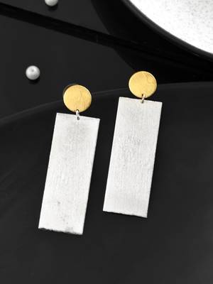 Silver & gold-plated brass long drop earrings 2
