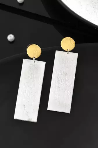 Silver & gold-plated brass long drop earrings
