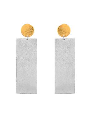 Silver & gold-plated brass long drop earrings 3