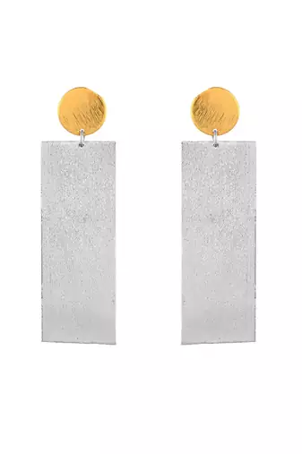 Silver & gold-plated brass long drop earrings