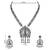 I jewels silver oxidised traditional ganesh design long necklace jewellery set with earrings (mc205ox)