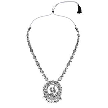 I jewels silver oxidised traditional afghani long necklace jewellery set with earrings  3