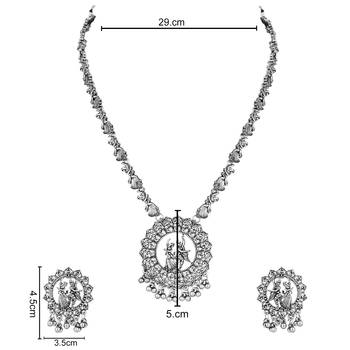 I jewels silver oxidised traditional afghani long necklace jewellery set with earrings  5