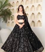 Black Georgette Sequin Work Lehenga