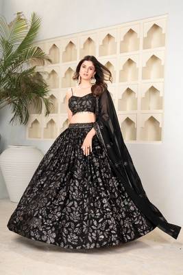 Black Georgette Sequin Work Lehenga 4