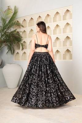 Black Georgette Sequin Work Lehenga 6