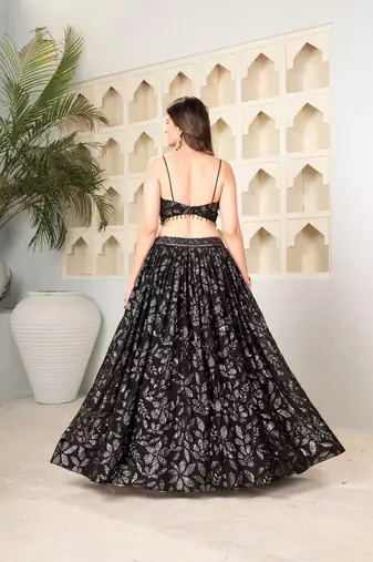 Black Georgette Sequin Work Lehenga
