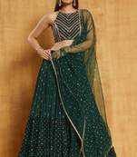 Dark Green Wedding Party Wear Sequin Work Lehenga Choli