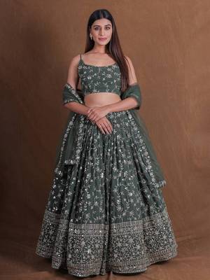 Dreamy Green Sequined Embroidered Lehenga Choli 1