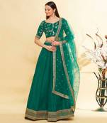Emerald Green Embroidered Lehenga Choli with Net Dupatta