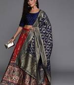 Blue and Red Party Wear Lehenga Choli for Women
