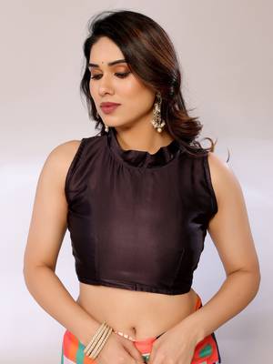 Multi Printed Satin Digital Print Saree With Blouse Piece 4