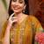 Mustard solid silk blend embroidered fancy straight trousers with dupatta