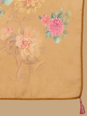 Mustard solid silk blend embroidered fancy straight trousers with dupatta 5