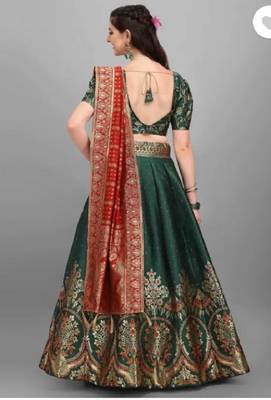 Green Jacquard Lehenga Choli for Wedding 2