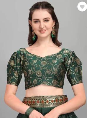 Green Jacquard Lehenga Choli for Wedding 3
