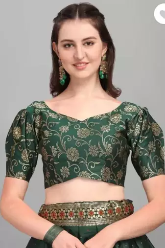Green Jacquard Lehenga Choli for Wedding