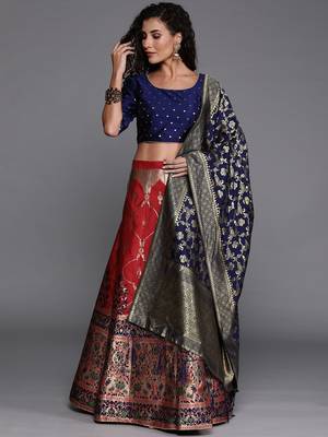 Blue and Red Party Wear Lehenga Choli for Women 2