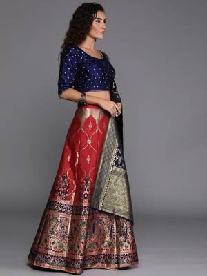 Blue and Red Party Wear Lehenga Choli for Women 3