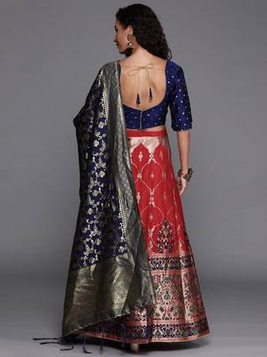 Blue and Red Party Wear Lehenga Choli for Women 4