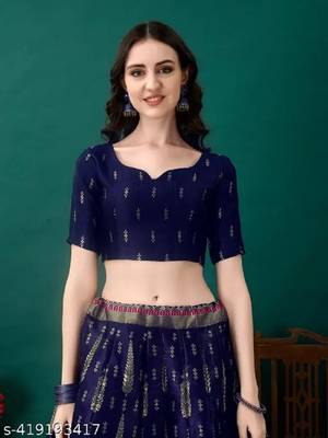 Blue Jacquard Lehenga Choli 3