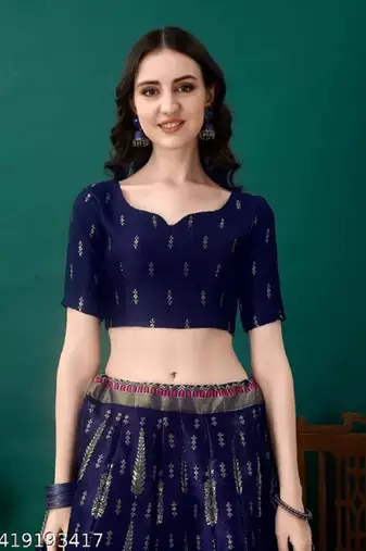 Blue Jacquard Lehenga Choli