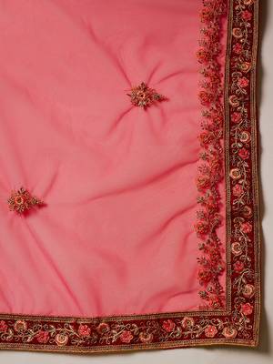 Royal Red Velvet Heavy Zari Embroidered Bridal Lehenga Choli 8